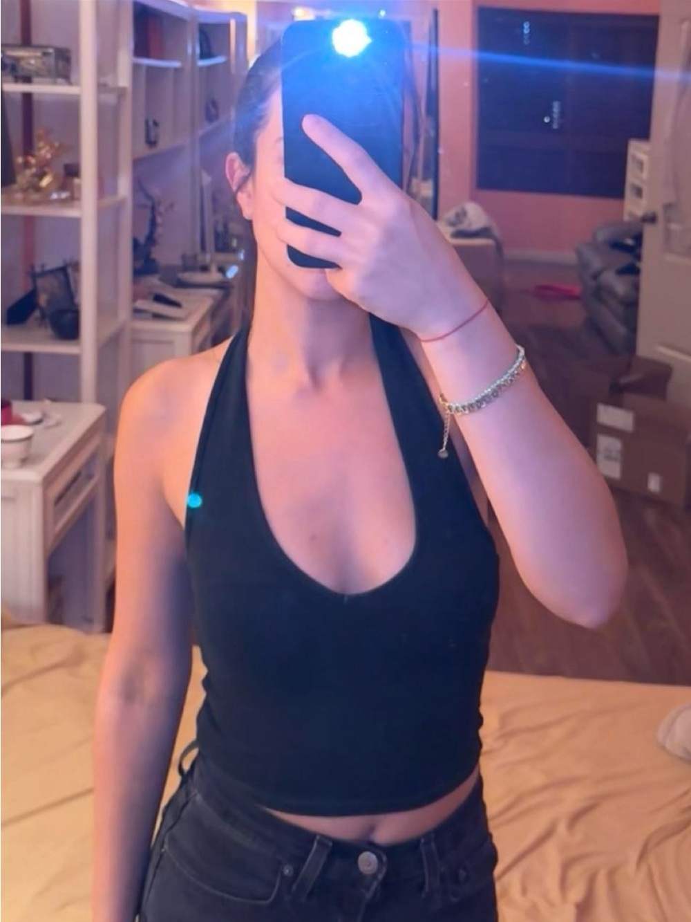 Brandy Melville Black Halter Crop Top